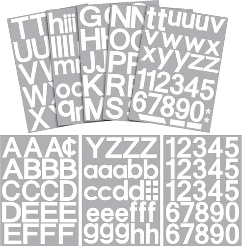Vista 14 de Outus 8 hojas de calcomanías de letras de vinilo, autoadhesivas, números para buzón, letras del alfabeto, para medias de Navidad, álbumes de Negro