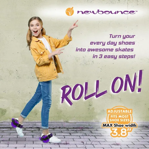 Vista 6 de Nuevos patines de tacón de rebote - Jet Wheelies para zapatos - Patines de tacón ajustable para niños - Talla única Púrpura