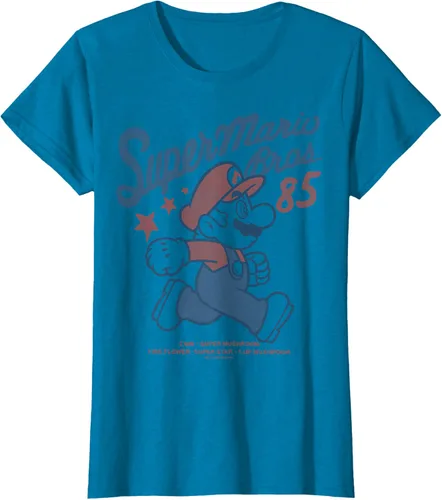 Vista 45 de Nintendo Super Mario Brothers '85 Vintage Stars - Camiseta Gris Oscuro