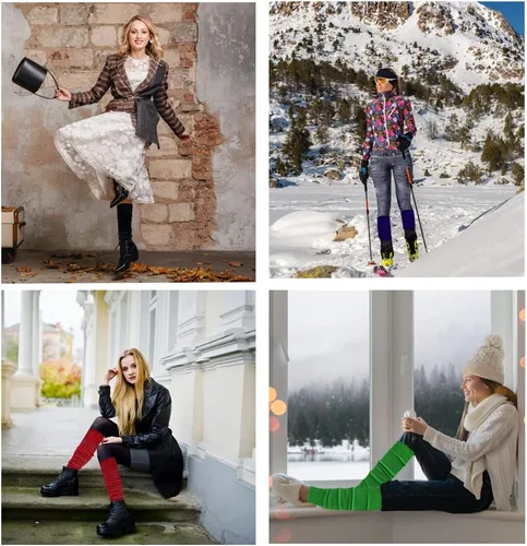 Vista 8 de MySocks Calentadores de piernas extra suaves y elegantes para invierno de los años 80, para fiesta, baile, neón, largos calentadores de piernas