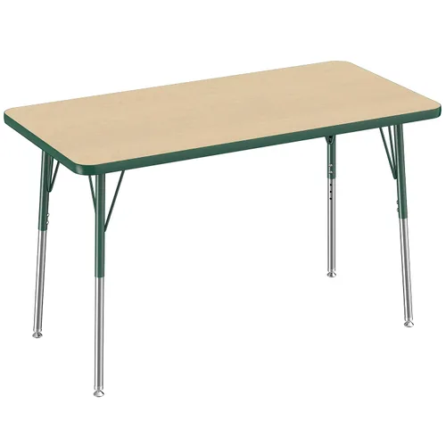 Vista 205 de FDP - Mesa rectangular para actividades escolares y de oficina (24 x 36 pulgadas), patas estándar con deslizadores giratorios, altura ajustable