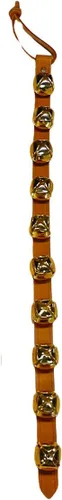 Vista 13 de Arctic Sleigh Bells - Timbres decorativos de cuero para puerta (10 pulgadas con 3 campanas, cuero marrón con campanas plateadas)