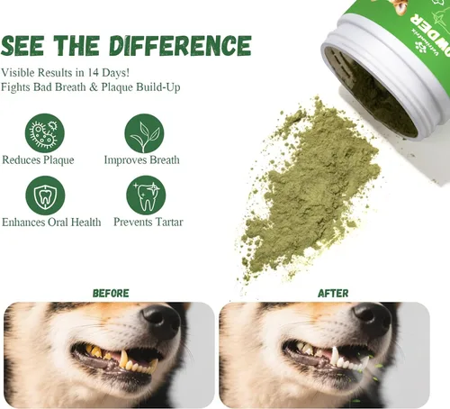 Vista 9 de Polvo Limpiador de Dientes para Perros, Polvo Dental para Perros para Limpieza de Dientes y Refresco de Aliento para Perros con Probiótico