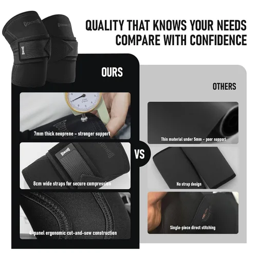 Vista 5 de GOUNOD Knee Sleeves for Weightlifting with Wraparound Straps 7mm