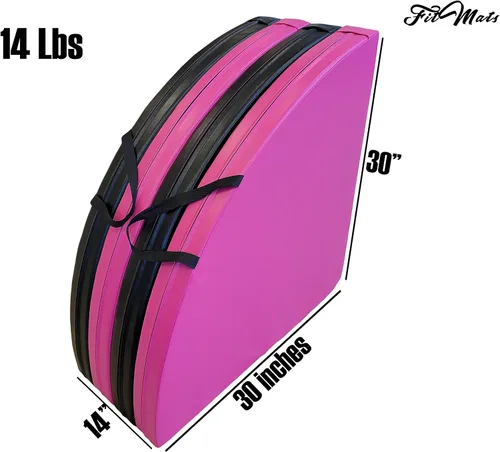 Vista 6 de Cojín circular plegable de 5 pies de ancho para ejercicio y bastón de baile. Alfombrilla de seguridad de espuma EPE reticulada portátil con cubierta