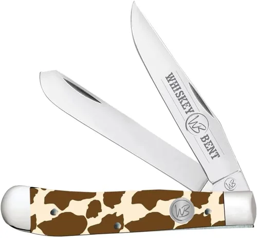 Vista 32 de WHISKEY BENT HAT CO. Navaja de bolsillo plegable tradicional Trapper de 4.125 pulgadas, longitud cerrada, cuchillas de acero inoxidable 440C (azteca)