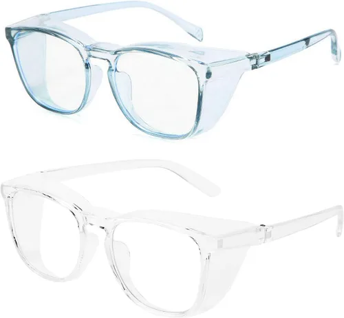 Vista 19 de Anteojos de seguridad que no se empañan, con protección UV400, lentes con bloqueo de luz azul para hombres y mujeres, anteojos transparentes