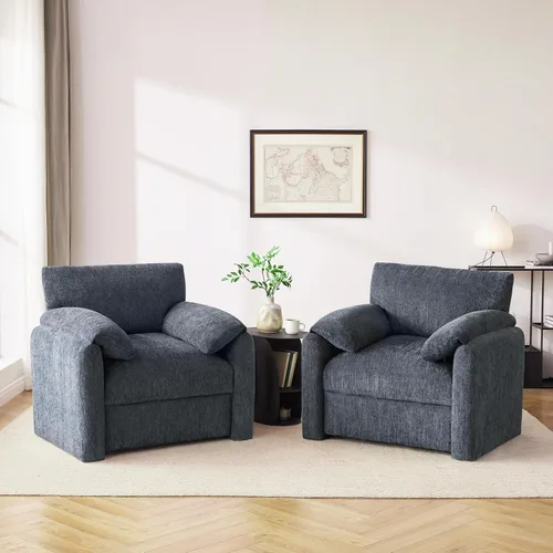 Vista 16 de Howjoe Sillón Extragrande de Chenilla, Sillas de Acento de 38.6 Pulgadas de Ancho para Sala de Estar y Dormitorio Silla de Descanso Moderna, Silla