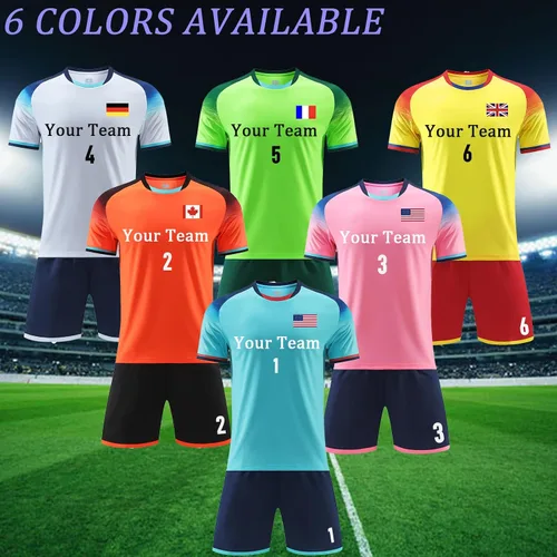Vista 5 de Camiseta de fútbol personalizada para niños y hombres, camiseta de fútbol personalizada para jóvenes y niñas, uniformes de fútbol para hombres