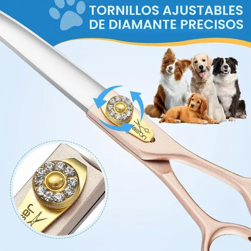 Vista 4 de JASON Tijeras curvadas para el aseo del perro, tijeras profesionales de 7 Oro rosado