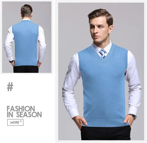 Vista 14 de Amussiar Suéter casual para hombre, chaleco con cuello en V, ajustado, sin mangas, suéter de punto