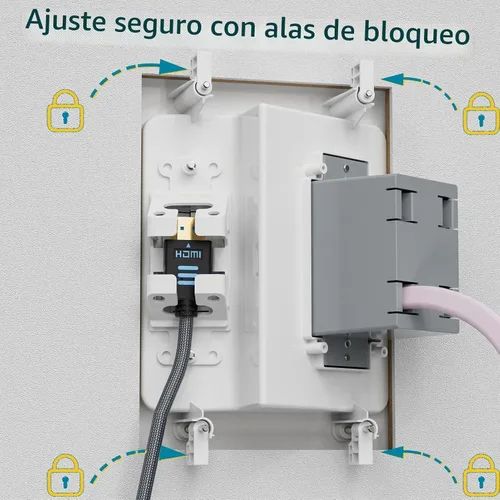 Vista 8 de Ocultacables de TV para TV montada en pared, kit de gestión de cables en pared, caja de tomacorriente – Ocultacables de doble tomacorriente