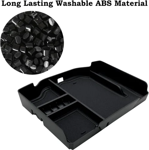Vista 4 de Organizador de consola central compatible con Dodge RAM 1500 2500 3500 2026 2025 2024 2023 2022-2019 Accesorios Caja de almacenamiento interior Negro