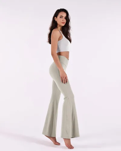 Vista 5 de ODODOS Pantalones de yoga con cintura cruzada para mujer, no se transparentan, para deportes, gimnasio, entrenamiento
