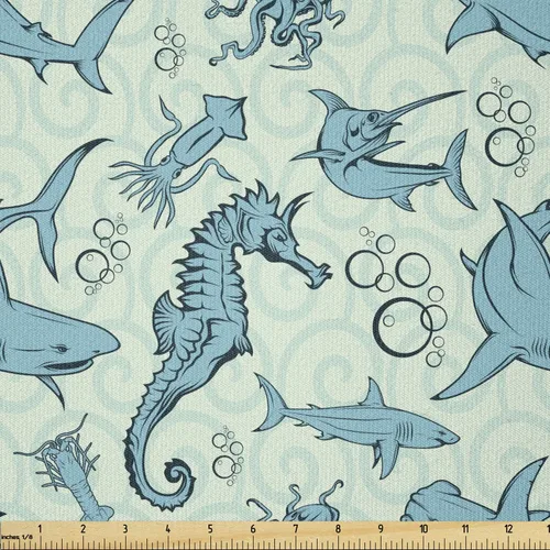 Vista 60 de Ambesonne - Tela de Dragón por The Yard, diseño de estilo de dibujos animados para niños con patrón de animales, dragones de colores, obra de arte