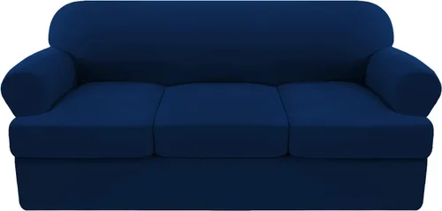 Vista 10 de Funda elástica para sofá con cojín en forma de T, 4 piezas, para sofá con cojín en T, funda de sofá suave, protector de muebles lavable con 3 fundas