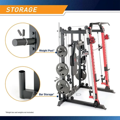 Vista 5 de Marcy Smith Machine Cage System Home Gym Multifunction Rack, Customizable Training Station