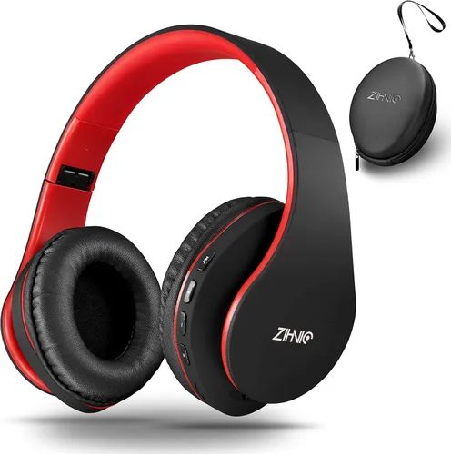 Vista 8 de ZIHNIC Auriculares Bluetooth sobre la oreja, auriculares estéreo inalámbricos y con cable plegables micro SD/TF, FM para teléfono celular, PC