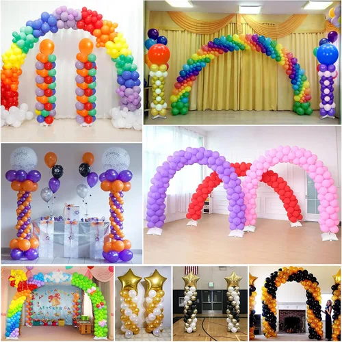 Vista 6 de Kit de arco de globos y soporte de columna de globo de metal y bomba eléctrica para globos, soportes de globos ajustables para suelo con bolsas