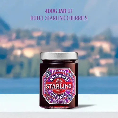 Vista 3 de Hotel Starlino Cerezas marrasquino premium, fabricadas en Italia, tarro