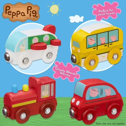 Vista 2 de Peppa Pig 07215 Mini Vehículos de Madera Los Estilos Pueden Variar