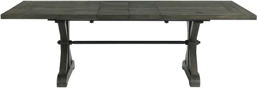 Vista 4 de Sunset Trading Gray Trestle - Juego de comedor de 6 piezas Mesa rectangular extensible de 96 pulgadas Servidor con estante para vino Madera