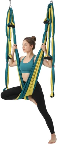 Vista 8 de Juego de hamaca de yoga aérea para yoga, incluye 2 correas de extensión
