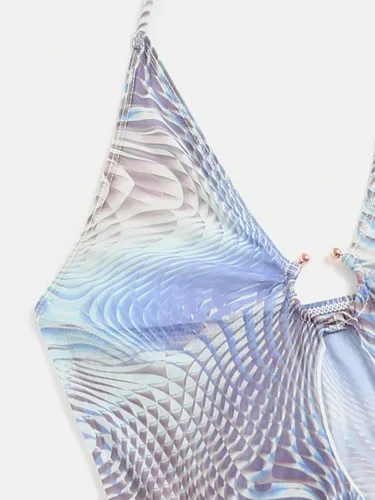 Vista 4 de SHENHE Vestido de playa con cuello halter y espalda descubierta para mujer