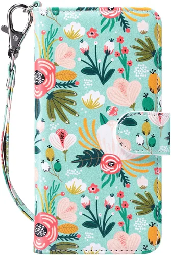 Vista 22 de ULAK Funda tipo cartera para iPhone SE (2022)/SE (2020)/8/7, tarjetero con Brillo