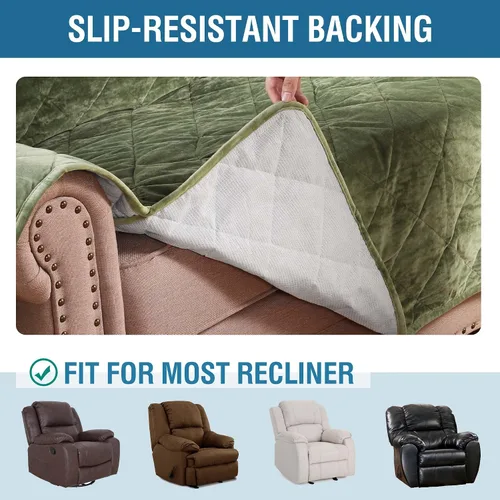 Vista 5 de H.VERSAILTEX Fundas acolchadas de terciopelo grueso para sillas reclinables, fundas para sillas reclinables, funda de sofá reclinable con respaldo