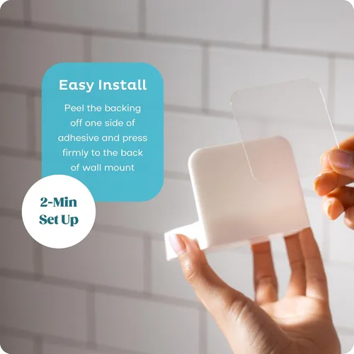 Vista 3 de Soporte de pared para dispensador de espuma de papel higiénico - Soporte adhesivo para baño - Instalación sin taladros - Compatible con dispensador