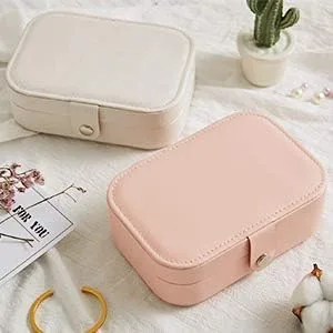 Vista 7 de DerBlue Joyero de viaje, caja de joyería pequeña, caja de joyería de viaje portátil, organizador de almacenamiento para anillos y aretes