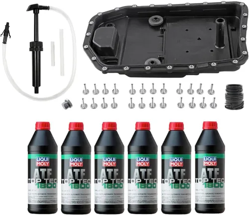 Vista 5 de Kit de servicio de transmisión automática (cárter de aceite+filtro+junta+24 tornillos) + ATF de 6L para modelos BMW Select (ZF-6HP19 Trans.)