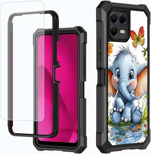 Vista 42 de Funda para T-Mobile Revvl 7 de 6.6 pulgadas con protector de pantalla, policarbonato duro de doble capa resistente y TPU suave a prueba de golpes