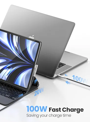 Vista 2 de Fasgear Cable USB C a USB C de 100 W en ángulo recto – Cable USB 2.0 tipo C de 3 pies 5A PD de carga rápida compatible con iPhone 17, 16, 15 Series