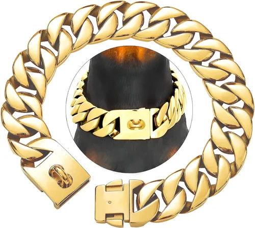 Vista 10 de txprodogchains Collar de cadena de perro grande con hebilla, fuerte y resistente, de 32 mm de grosor, collar de eslabones cubanos de acero