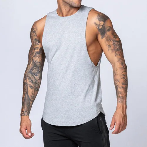 Vista 2 de LONGBIDA Camisetas sin mangas para hombre, camiseta de gimnasio sin mangas, para culturismo, fitness, muscular, camisetas
