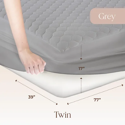 Vista 2 de Whisper Organics Protector de colchón acolchado 100% algodón orgánico Gris