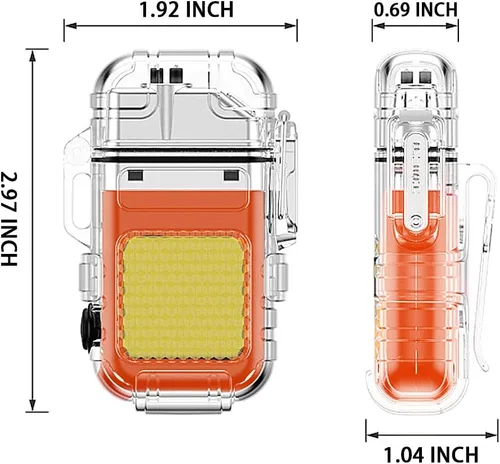 Vista 6 de Encendedor eléctrico de arco al aire libre, encendedor recargable por USB, linterna LED, encendedor de plasma de doble arco perfecto para camping