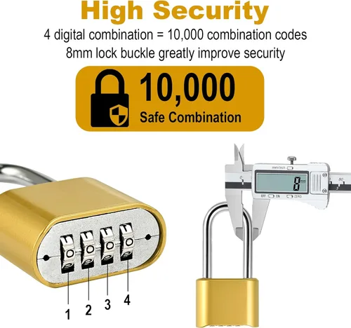 Vista 5 de Lockwise Candado de combinación de 4 dígitos, resistente a la intemperie, para casillero de gimnasio al aire libre, establece tu propio candado