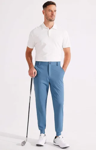 Vista 5 de Libin Pantalones deportivos de golf elásticos en 4 direcciones con bolsillos, pantalones de vestir ajustados para trabajo, pantalones deportivos