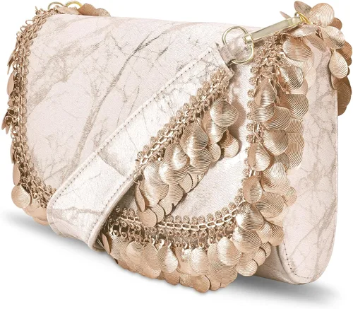 Vista 4 de Aheli Bolsos de mano de oro rosa para mujer bolsos de noche hechos a mano C99C Rose gold talla única