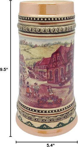 Vista 7 de OktoberfestHaus - Taza de cerveza de 1.0 litros con asa, taza de cerveza Oktoberfest, German Village Dancers (Tänzer) Bier Krug, jarra de cerámica