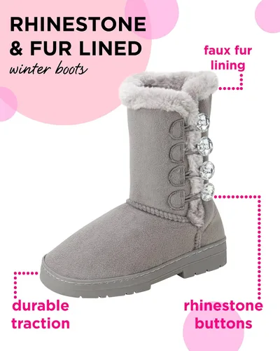 Vista 2 de bebe Girl's Fur Lined Winter Boot with Rhinestone Details (ToddlerLittle GirlBig Girl)