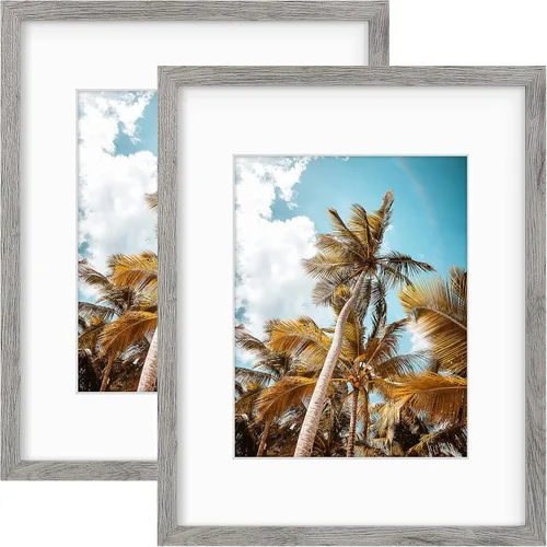 Vista 88 de Frametory, Marco de fotos de 11 x 14 pulgadas con paspartú para fotos de 8 x 10 pulgadas, moldeado ancho de vidrio de alta definición, accesorios
