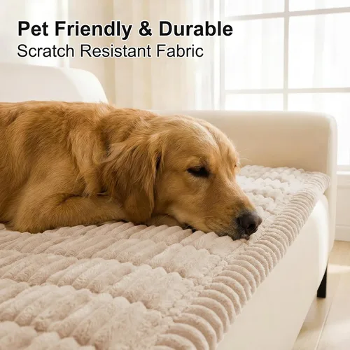 Vista 3 de Smiry Funda de Sofá para Perros Lavable, Fundas de Sofá para Mascotas Antideslizantes y Peludas para Sofá de 3 Cojines Apto para Mascotas, Protector