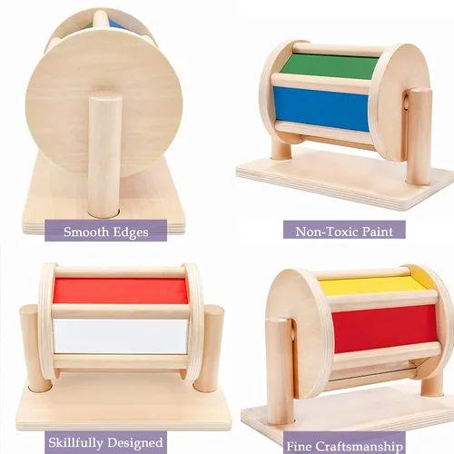 Vista 5 de YAANI Tambor giratorio Montessori, juguetes para bebés de 6 a 12 meses, juguetes Montessori para niños de 1 año, juguetes sensoriales, juguetes