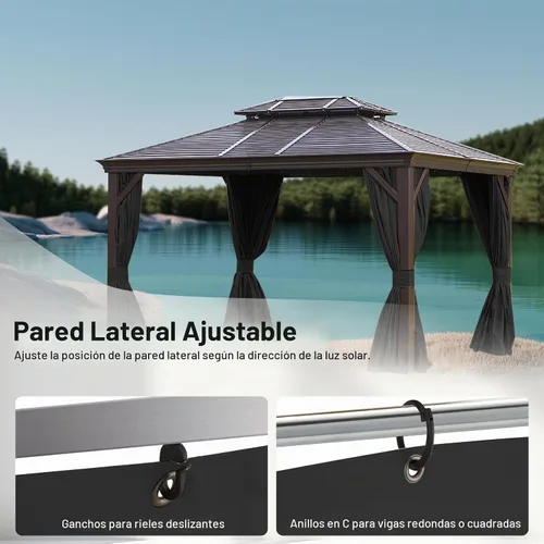 Vista 5 de slashome - Cortinas impermeables para gazebo de 10'x10', para exteriores, negras, universales, de repuesto, 4 paneles, paredes laterales