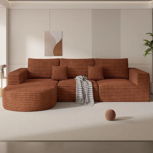 Vista 7 de Sofá modular modular de 110 pulgadas, sofás de nube para sala de estar, sofá en forma de L con asiento profundo, sofá deshuesado con diván, no Gris