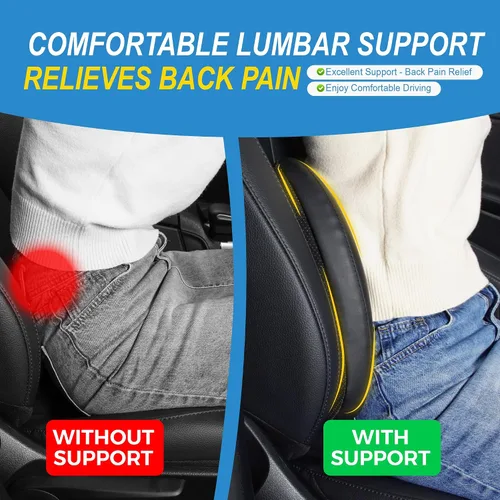 Vista 4 de Lofty Aim Cojín de apoyo lumbar de espuma viscoelástica que alivia el dolor de espalda baja, silla de automóvil, silla de oficina y almohada